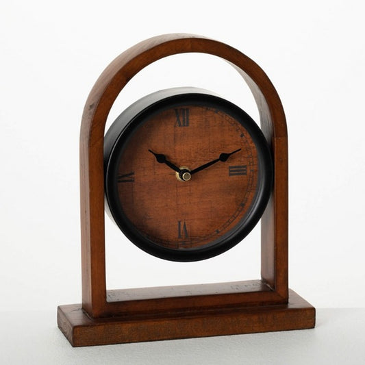 Wood Arched Desk Clock
