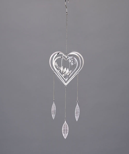 Silver Heart and Bird Suncatcher